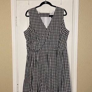 Checkered faux wrap dress